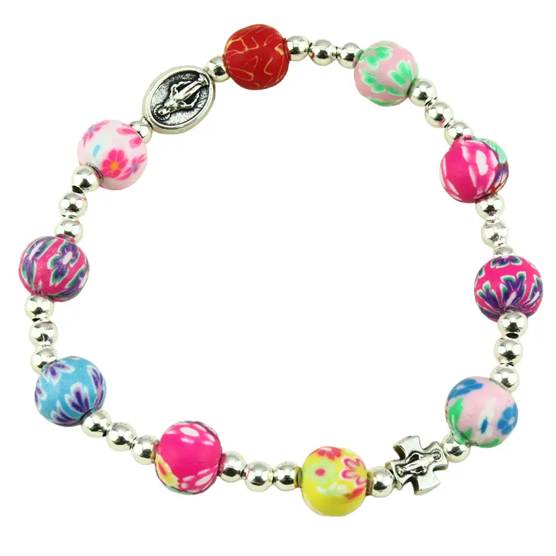 Bracelet/dizainier enfant sur chaine - multicouleur, gom (Ø9mm)