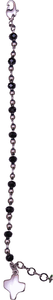 Armband - verzilverd metaal met zwarte kristalletjes