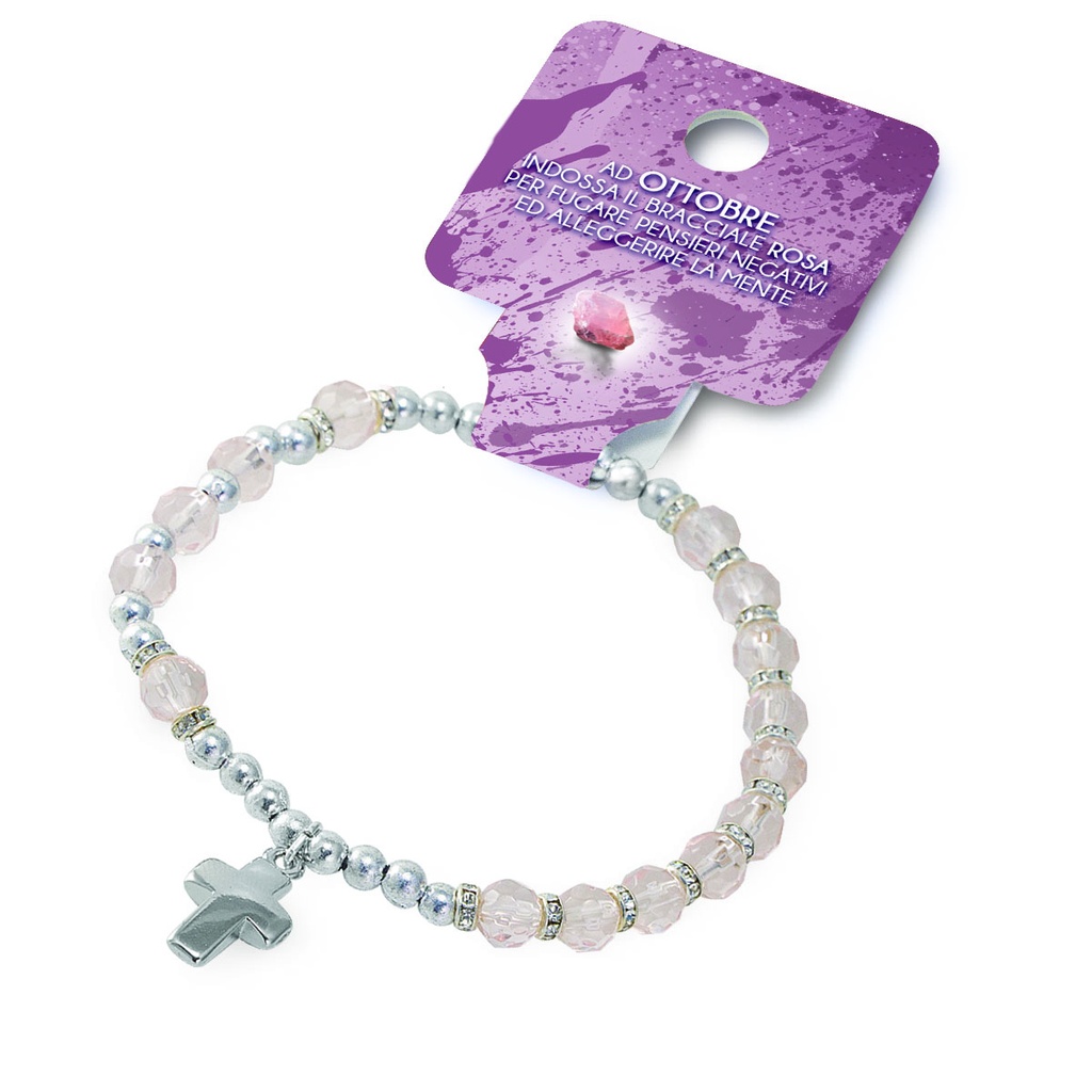 Bracelet du mois 'Octobre' - imitation cristal/tourmaline rose