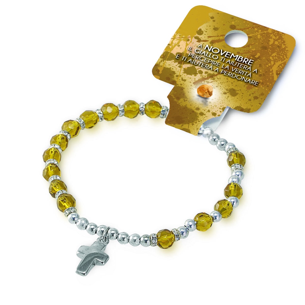 Bracelet du mois 'Novembre' - imitation cristal/Topaze jaune (Ø6mm)
