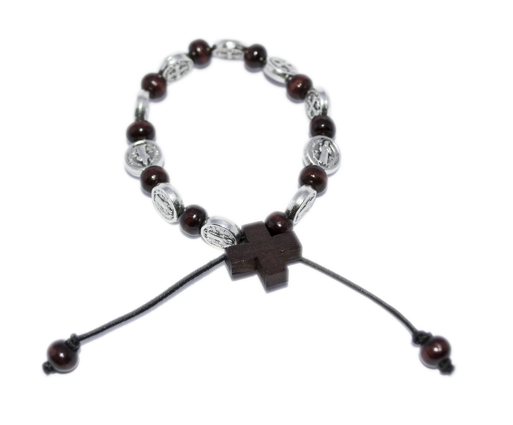 Flexibele armband St Benedictus - hout (6x5mm)
