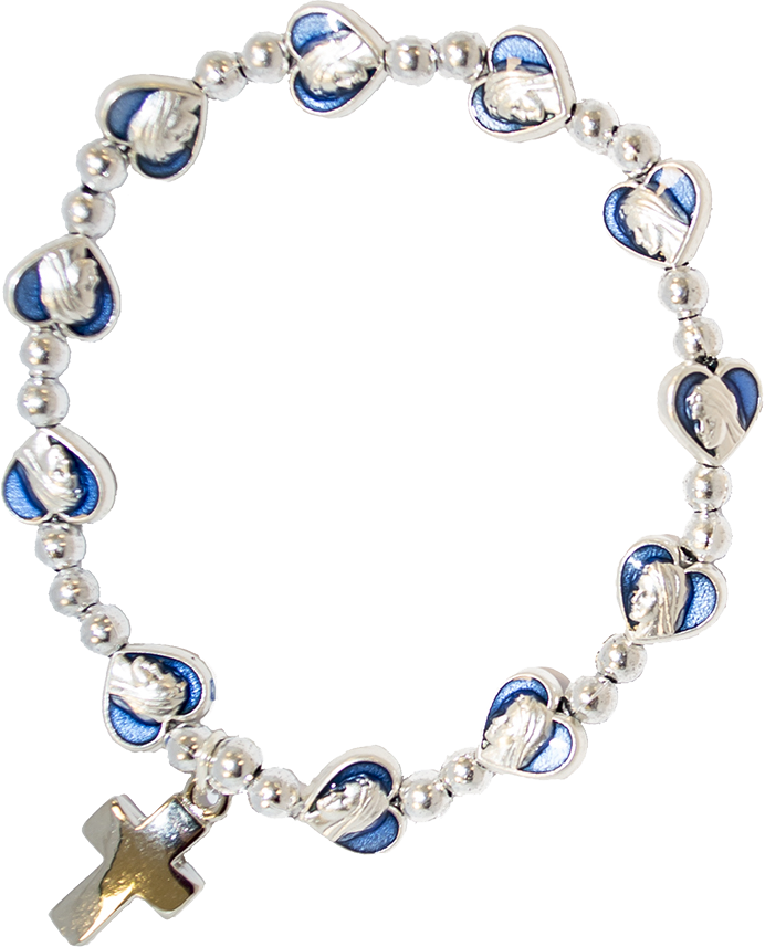 Bracelet avec coeurs en métal 'Vierge' - bleue (9x8mm)