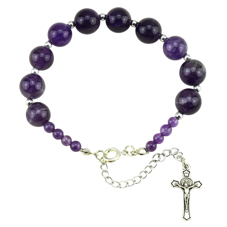 Bracelet - pierre naturel - améthiste (Ø10mm)