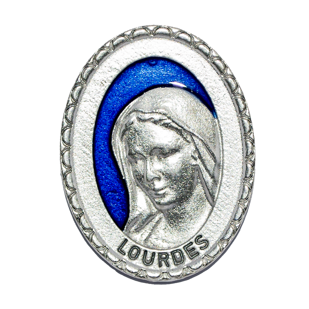 Aimant ovale/bleu - ND de Lourdes (38x29mm)