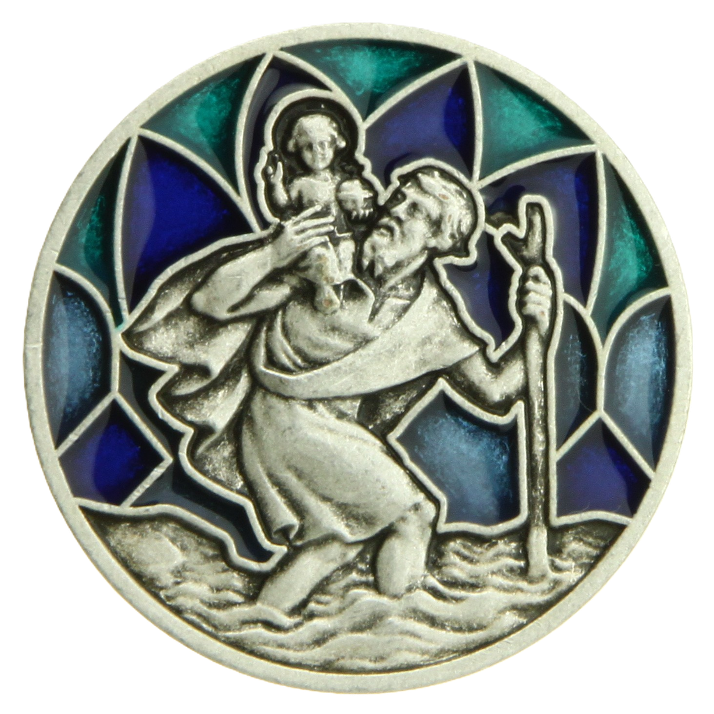 Aimant vitro/bleu - St Christophe (Ø30mm)