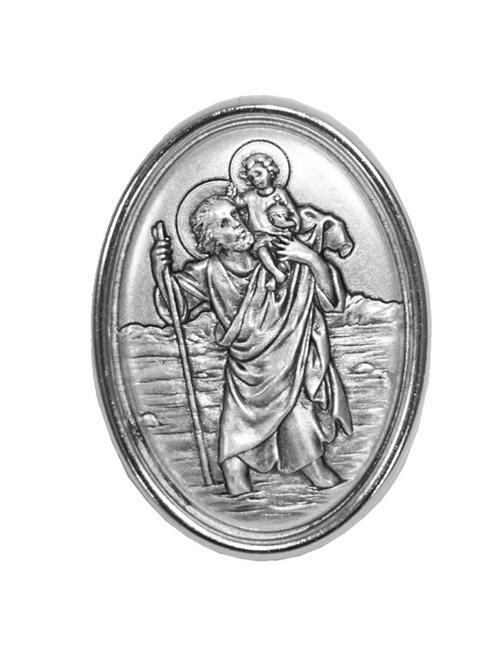 Aimant ovale nickel - St Christophe - 35mm