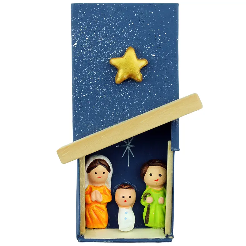 Aimant frigo Nativité avec etui - terre-cuite (52x38mm)