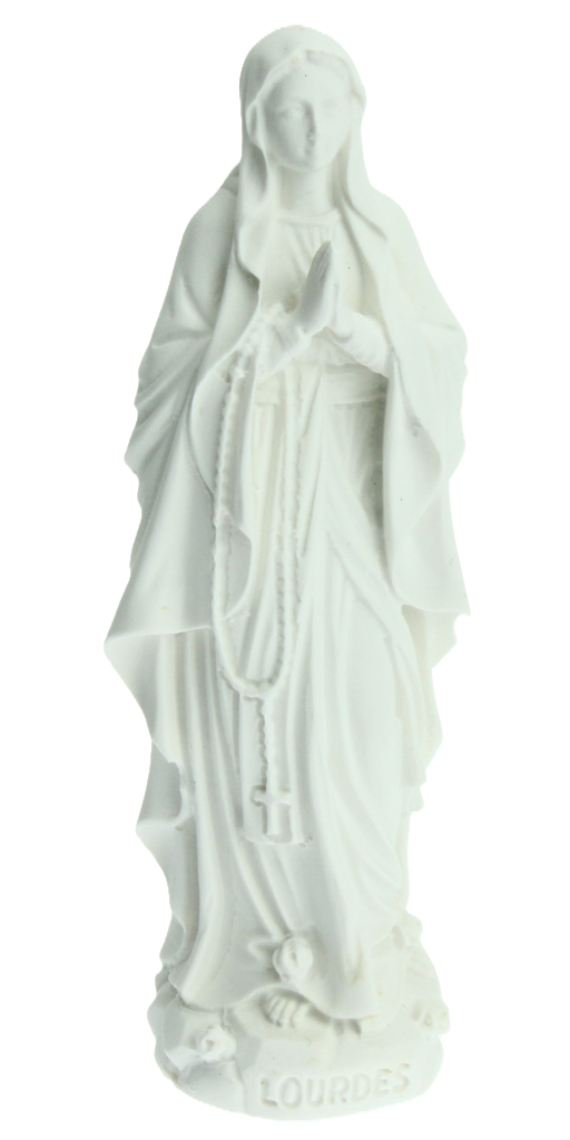 Statue ND Lourdes - résine/blanche - 12cm