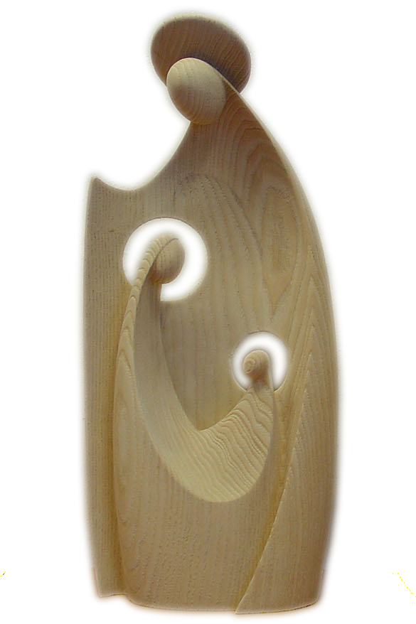 Statue Ste Famille/moderne - bois sculpt/natur - 10cm