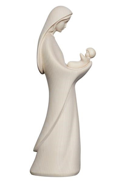 Statue Vierge et enfant/moderne - bois sculpt/natur - 15cm