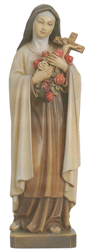 Statue Ste Thérèse - bois sculpt/couleur - 15cm