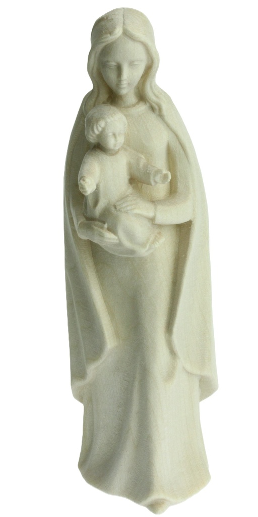 Statue Vierge & enfant 'Bernina' - bois sculp/nature - 15cm