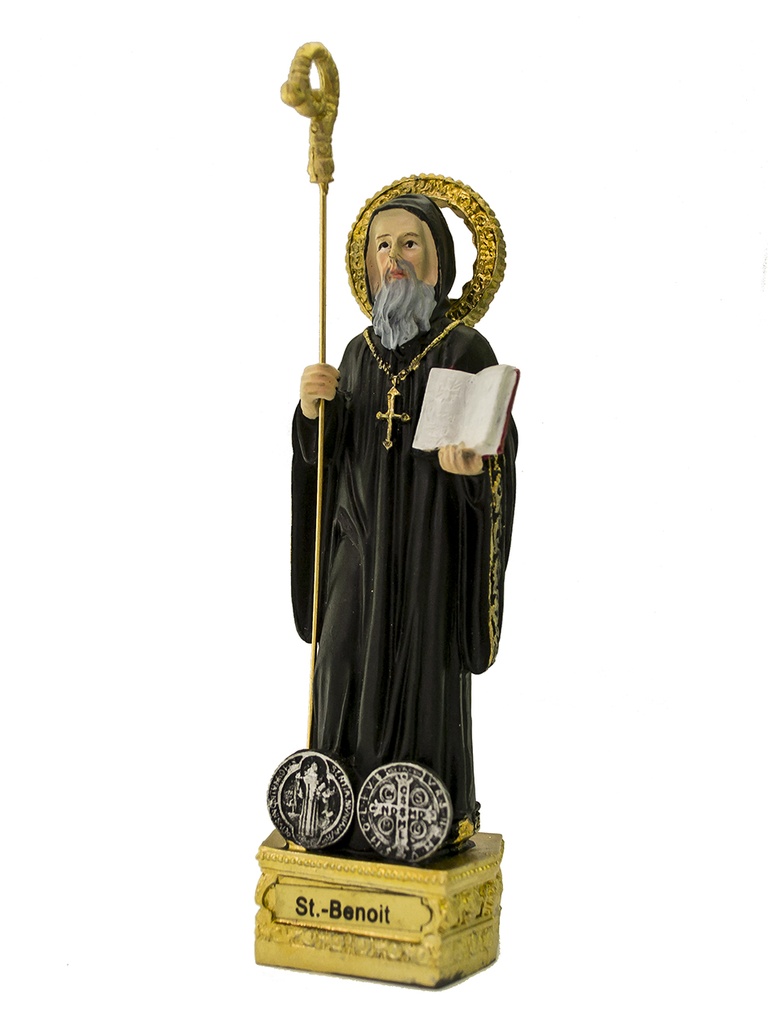 Statue St Benoît - résine - 12cm