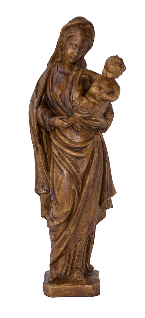 Beeld OLV malsiner - kunsthars/bruin - 24cm