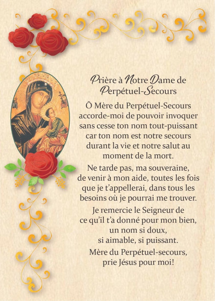 Carte en bois/magnet - 10x14cm - Prière … N.D. Perp.Secours