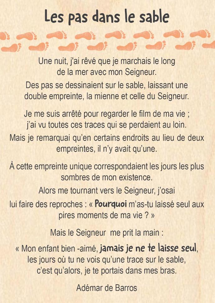 Carte en bois/magnet - 10x14cm - Les pas dans le sable