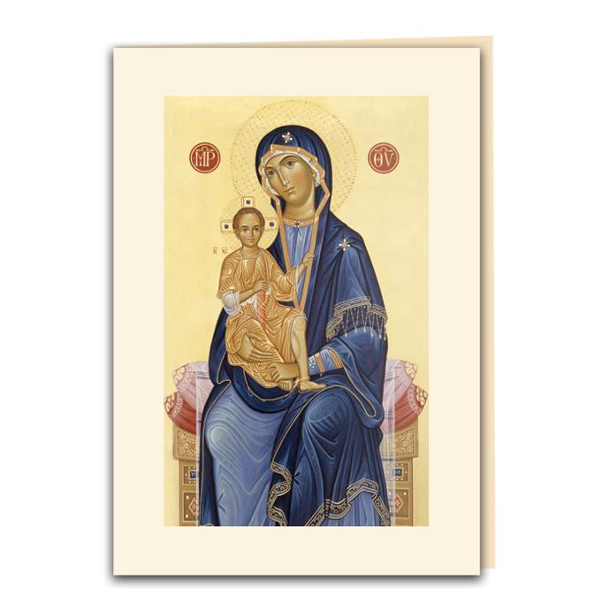 Carte double vitraile Vierge/enfant - 10,5x15cm/cello+envell