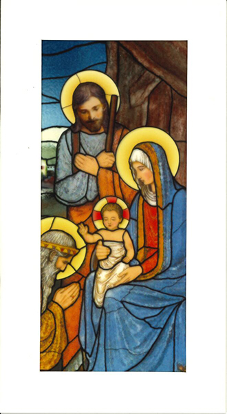 Carte vitrail Nativité - 8,5x15cm/cello+envel