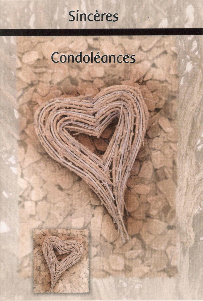 Wenskaart/omslag/cello - 'Sincères Condoléances' 