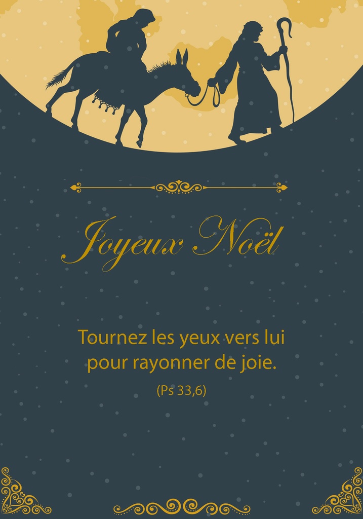 Kerstkaart 10,5x15cm - Joyeux Noël Tournez les yeux ... Ps 33,6
