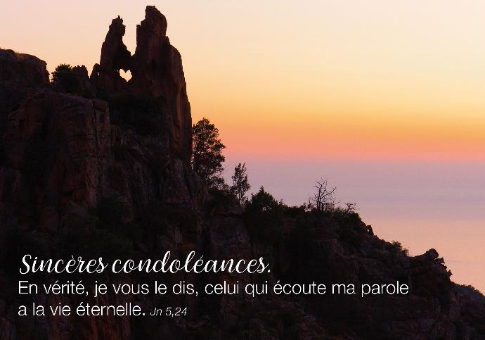 Kaart 10,5x15cm - Sincères Condoléances En vérité ... Jn 5,2
