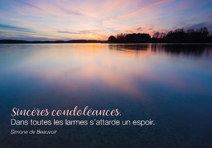 Kaart 10,5x15cm - Sincères Condoléa nces Dans toutes les larmes...