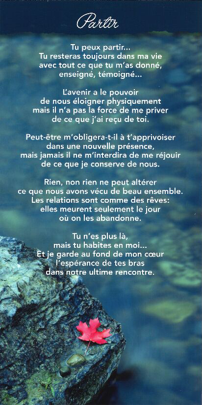 Carte texte 10.5x21cm + enveloppe - Partir