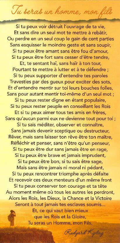 Carte texte 10.5x21cm + enveloppe - Tu seras un homme