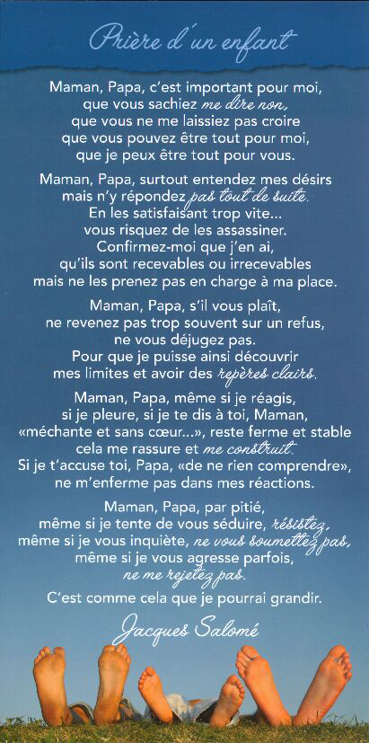 Tekstkaart 10,5x21cm + enveloppe - Prière d'un enfant