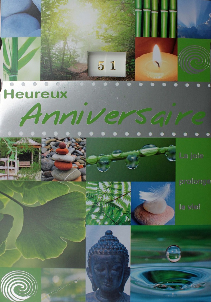 Wenskaart/cello+omslag - 'Heureux anniversaire' (120x170mm)