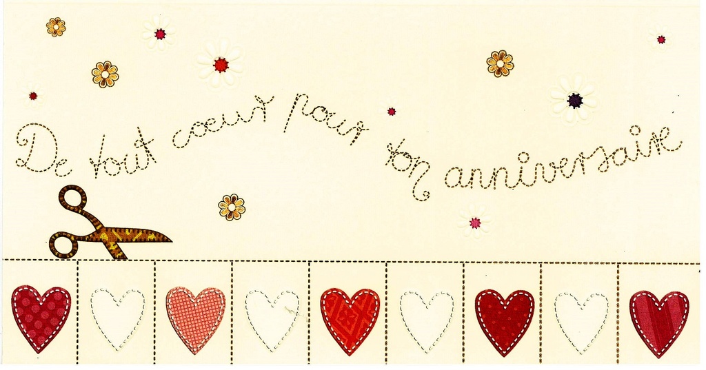 Wenskaart De tout coeur pour ton Anniversaire - 11,5x21cm/ce