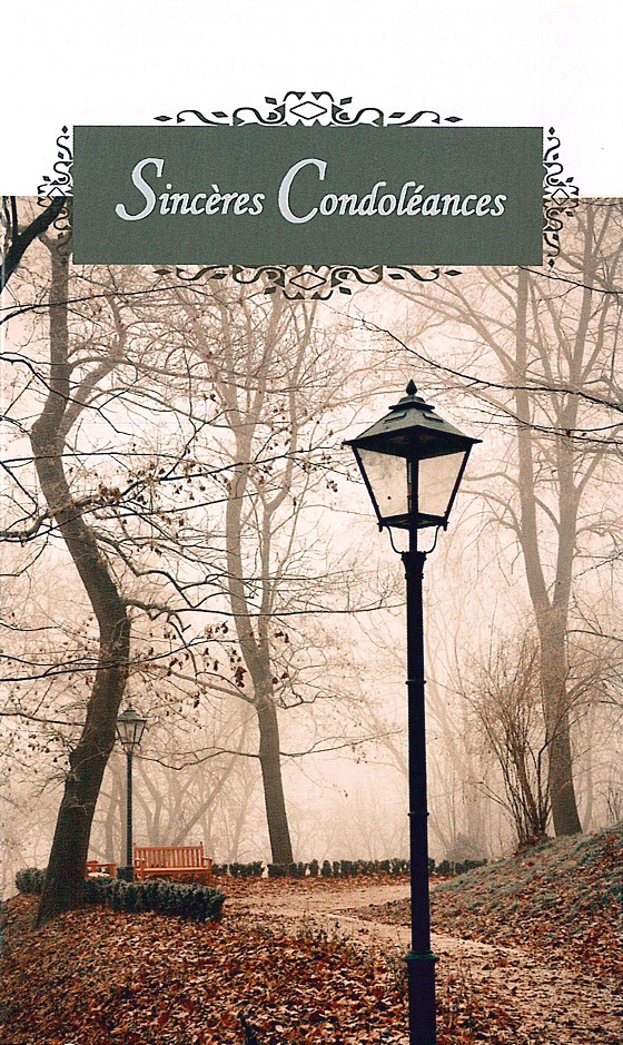 Doppelkarte Sincères Condoléances - 9,5x16cm/mit Umschlag in