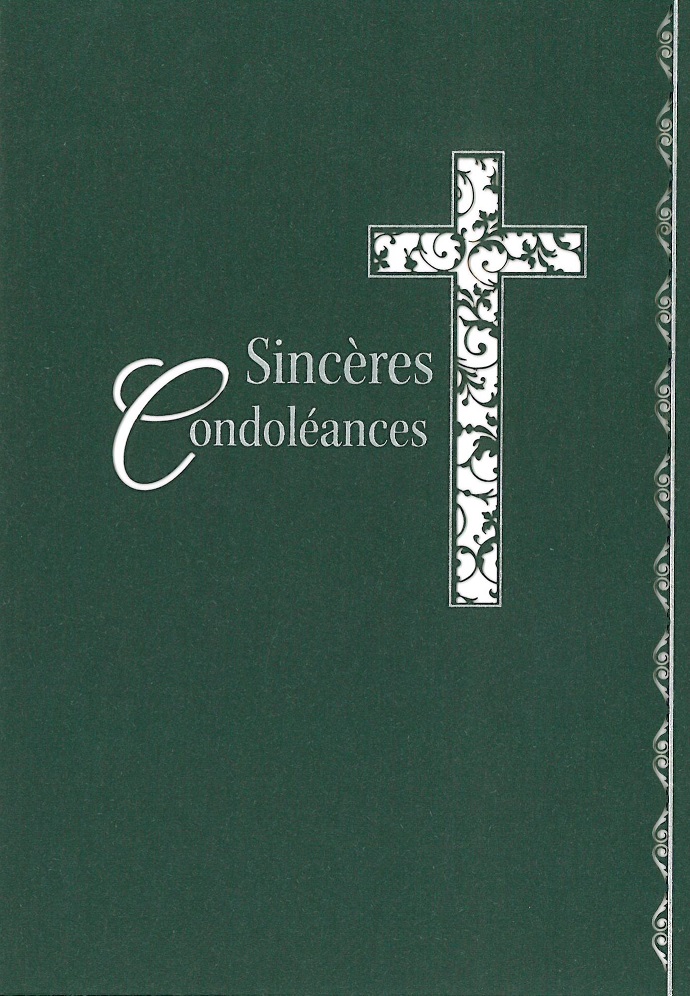 Carte double laser Sincères condoléances - 12x17cm/cello+env