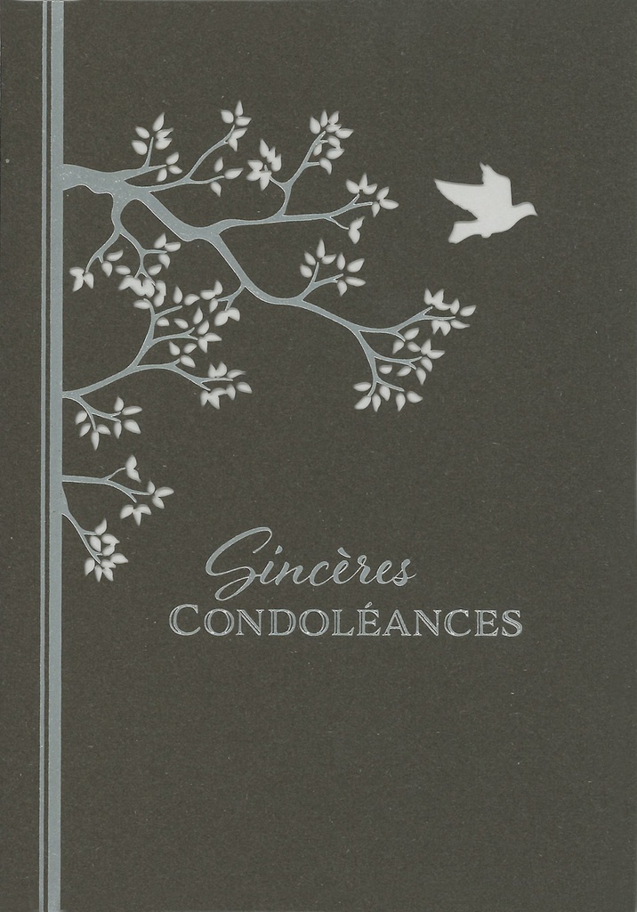 Laserkarte Sincères Condoléances - 12x17cm/cello+Umschlag