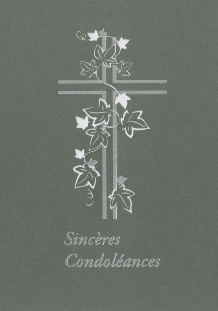 Carte double/laser - Sincères condoléances - 12x17cm - envel