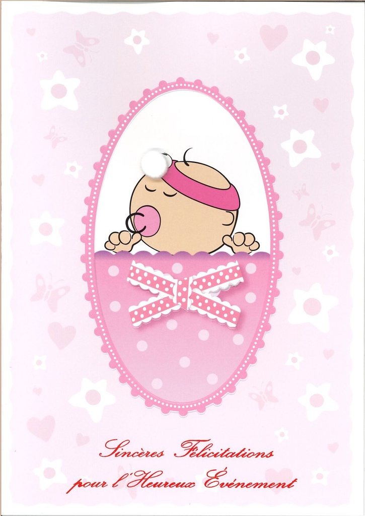 Carte double 'Sinc. Félic. pour ...' - 12x17cm/cello+envelop