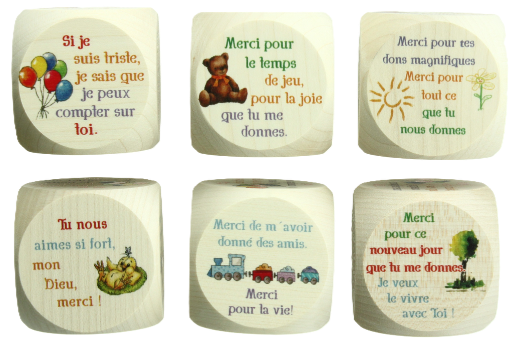 Dobbelsteen - kindergebedjes - Frans/49mm/meerkleurig