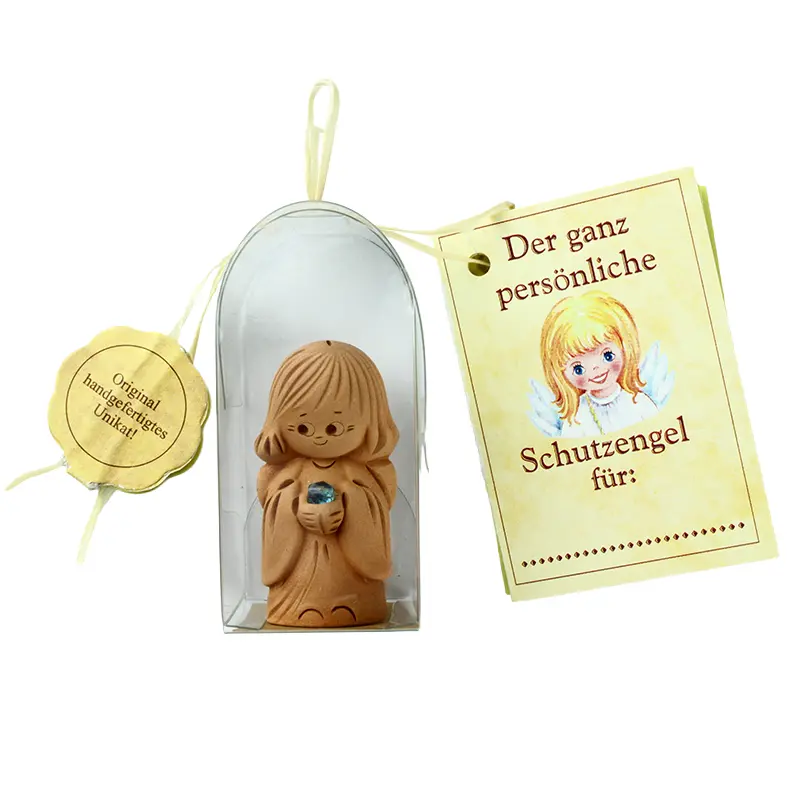 Angel porcelain with amber in cello - German