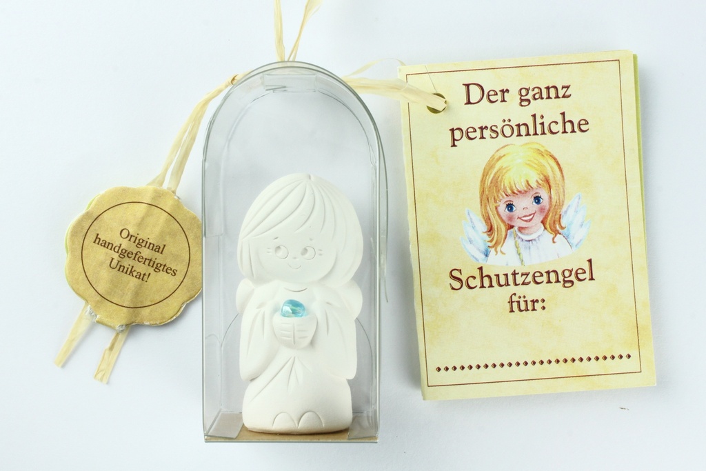 Angel porcelain with amber in cello - German
