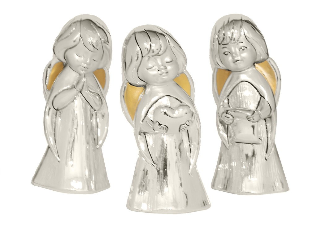 Engeltje met hart - kunsthars/verzilverd H 15cm