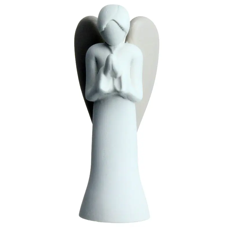 Ange priante - résine/blanche - 9cm