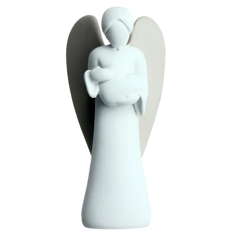 Engel hart houdend - kunsthars/wit - 9cm