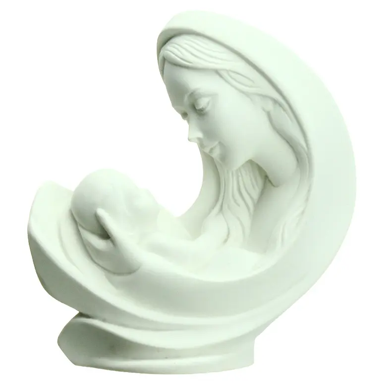 Statue Mutter/Kind - poly/Weiss -8cm