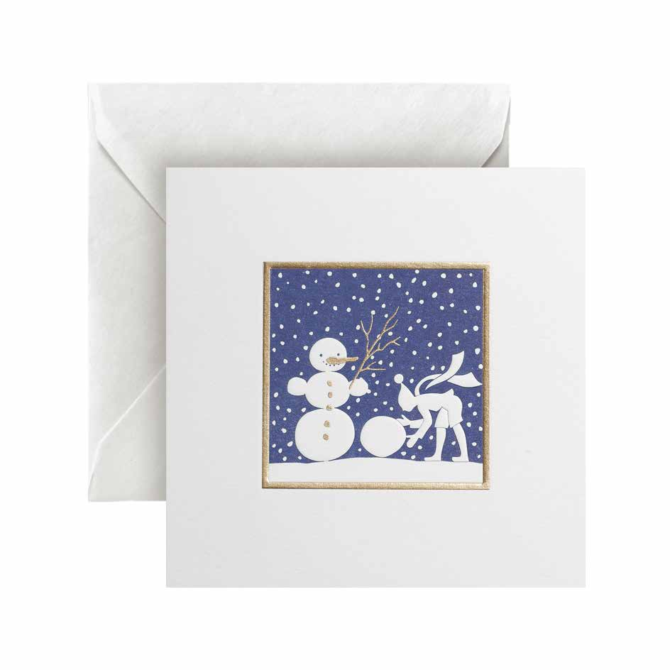 CARTE DOUBLE BONHOMME DE NEIGE 13.5*13.5 CM