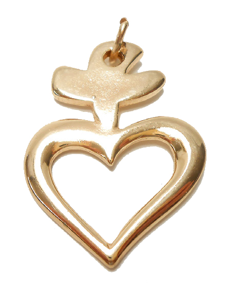 Croix pendentif avec coeur/doré - 31x25mm