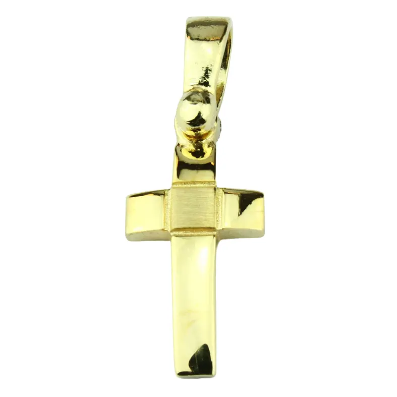 Kruisje blokje - Ag 925‰ 3μm verguld (8x15mm)