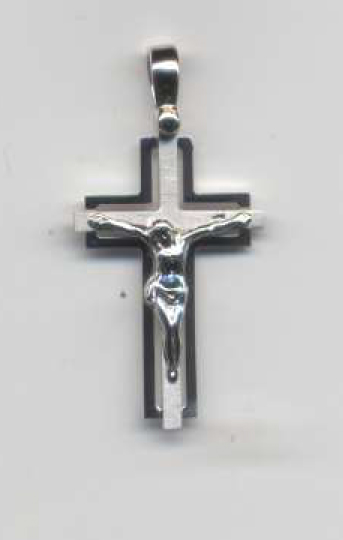 Halzkreuz mit Korpus - versilbert (16x24mm)