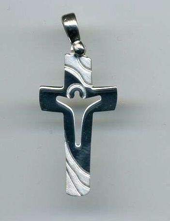 Croix christ découpé - argenté 925‰ (14x25mm)