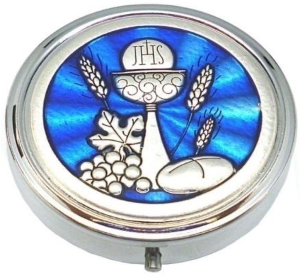 Hostiedoosje 'Kelk'/blauw - D 40mm