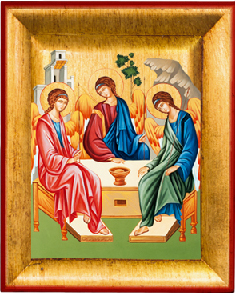 Ikoon Drievuldigheid - geschilderd/boord - 10,5x13cm